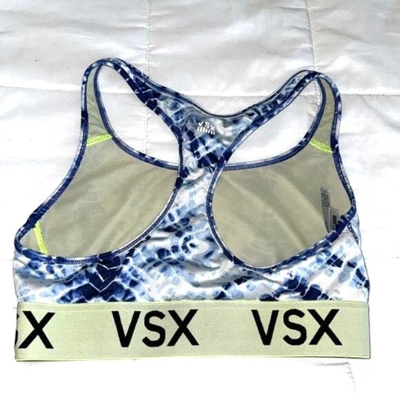 Victorias Secret VSX Sport Bra Blue Print Racerback Size S - Picture 4 of 7